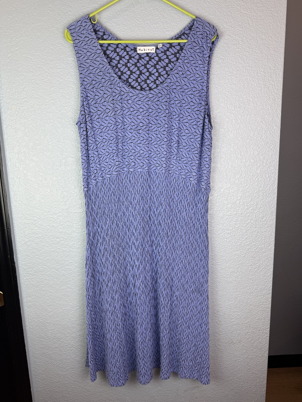 Habitat Dress Womens Large Purple Textured Sleeveless Tank Midi Wave Pattern